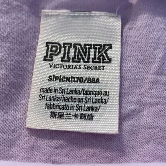 𝅺pink by Victoria’s Secret short sleeve T-shirt strappy V-neck split hemline - Picture 4 of 7